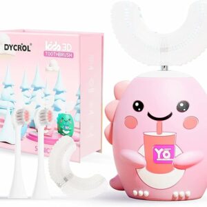 Innovative kids’ 3D U-shaped automatic toothbrush with soft silicone mouthpiece for full-mouth cleaning and playful design